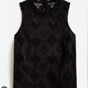 NWT J. Crew Fleur Eyelet Top Black Small